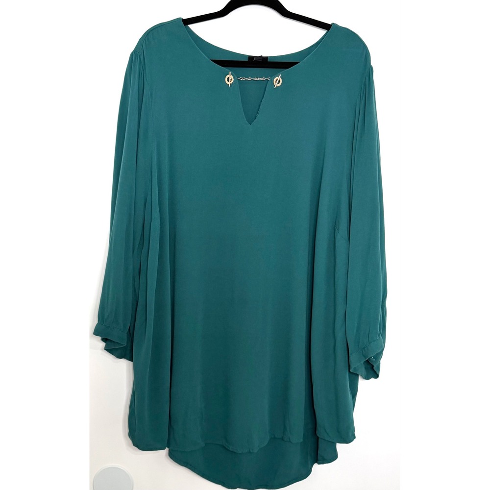 Torrid Teal Gold Chain Detail Tunic Blouse Size 4 4X